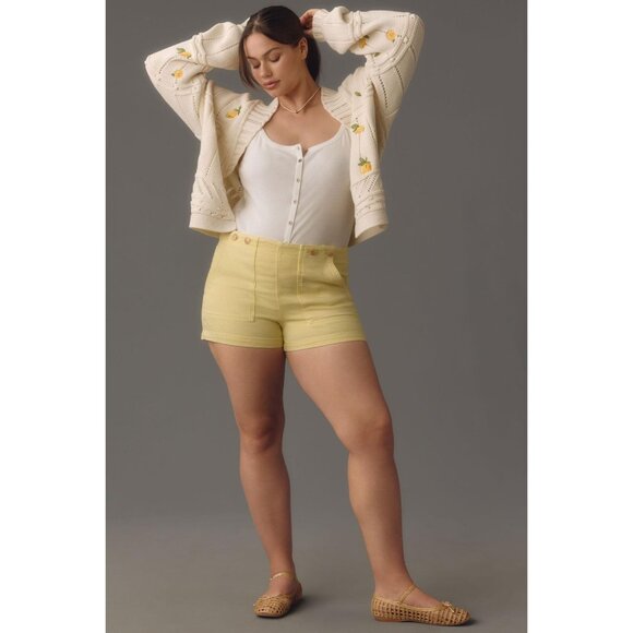 Anthropologie The Kit Regenerative Cotton Shorts by Pilcro Yellow 20W NWT